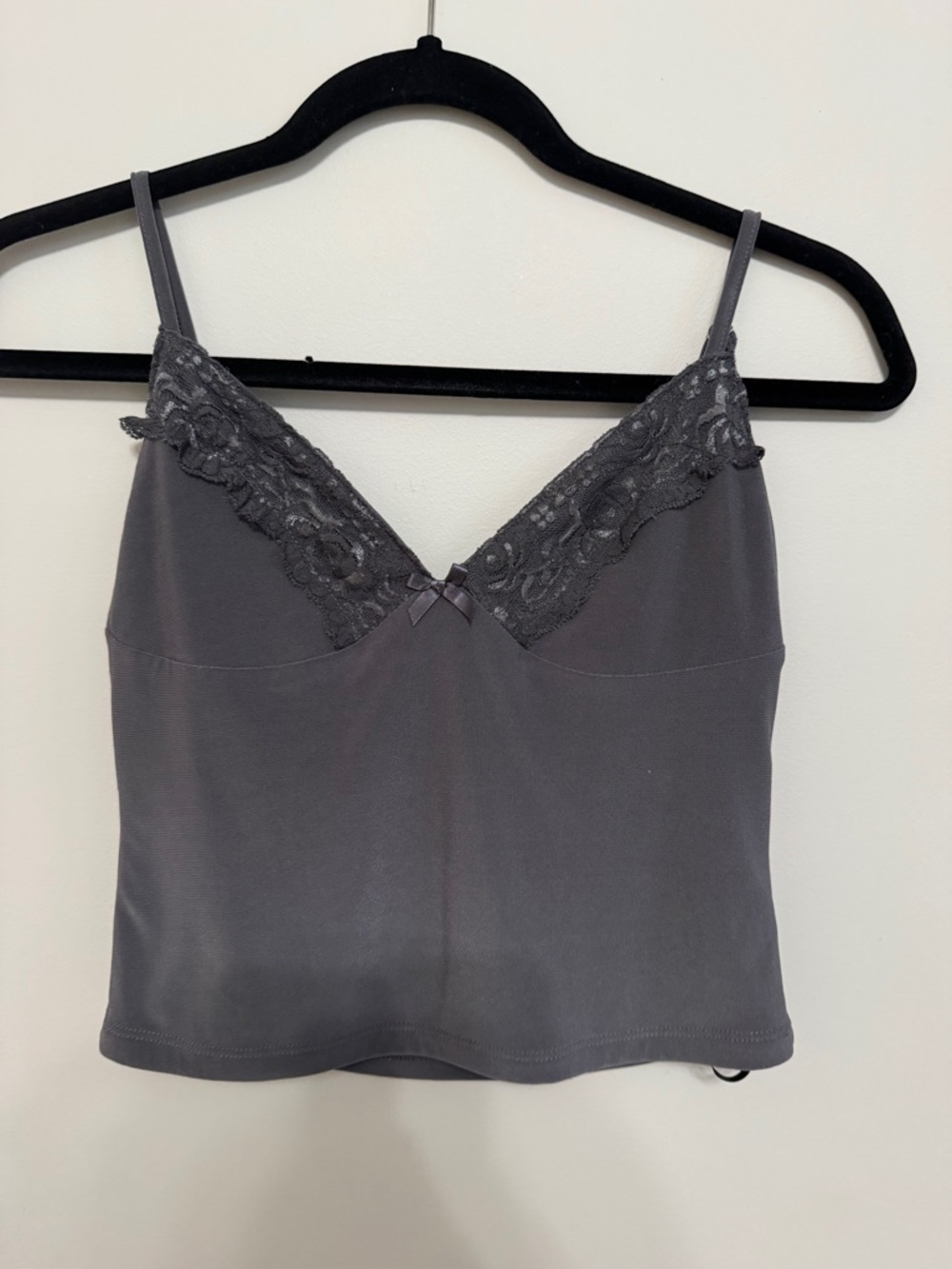 White Fox Lace-Trim Charcoal Women's Camisole, Size S